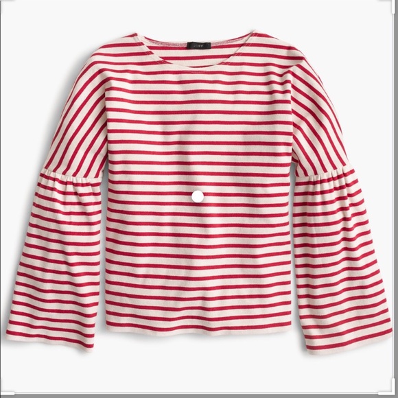 J.Crew red striped bell sleeve top XSmall - Picture 3 of 3